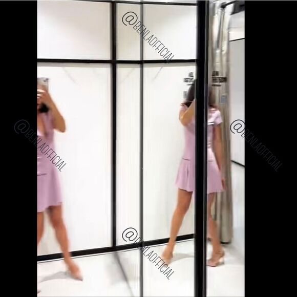 NWT ZARA SHORT PLEATED DRESS trend pink barbie soft Powder Pink Mini Dress - Picture 4 of 9